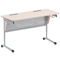 Стол ученический двухместный с перфорированной панелью, наклоном столешницы (0-24°) и корзиной - fgospostavki.ru - Королёв