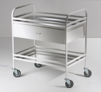 Столик манипуляционный передвижной металлический с бортиками, с двумя полками и выдвижным ящиком - fgospostavki.ru - Королёв