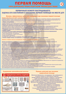 Таблица "Первичный осмотр пострадавшего, оценка его состояния и оказание первой помощи на месте ДТП" (100х140 сантиметров, винил) - fgospostavki.ru - Королёв