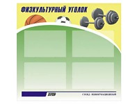 Стенд информационный "Физкультурный уголок" (80х75 сантиметров, 4 кармана, алюминиевый профиль) - fgospostavki.ru - Королёв