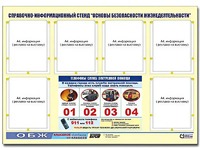 Стенд информационный "Основы безопасности жизнедеятельности" (80*110, 6 карманов) - fgospostavki.ru - Королёв