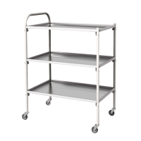 Столик инструментальный передвижной металлический с тремя полками (импортные колеса) - fgospostavki.ru - Королёв