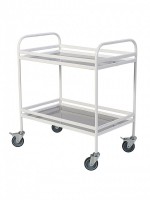 Столик процедурный передвижной металлический с двумя полками из нержавеющей стали с бортиками - fgospostavki.ru - Королёв