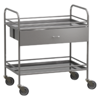 Столик манипуляционный передвижной из нержавеющей стали с бортиками, с двумя полками и выдвижным ящиком - fgospostavki.ru - Королёв