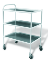 Столик инструментальный передвижной металлический с тремя стеклянными полками (мебельные колеса) - fgospostavki.ru - Королёв