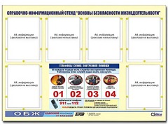 Стенд информационный "Основы безопасности жизнедеятельности" (80*110, 6 карманов) - fgospostavki.ru - Королёв
