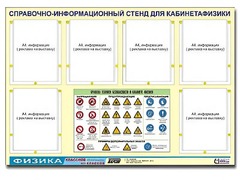Стенд информационный "Правила техники безопасности в кабинете физики" (80х110, 6 карманов) - fgospostavki.ru - Королёв