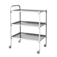 Столик инструментальный передвижной металлический с тремя полками (импортные колеса) - fgospostavki.ru - Королёв