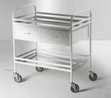 Столик манипуляционный передвижной металлический с бортиками, с двумя полками и двумя выдвижными ящиками - fgospostavki.ru - Королёв