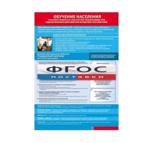 Таблица "Обучение населения способам защиты" (100х140 сантиметров, винил) - fgospostavki.ru - Королёв