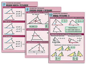 Комплект таблиц по геометрии "Планиметрия. Треугольники" (14 таблиц, формат А1, ламинированные) - fgospostavki.ru - Королёв