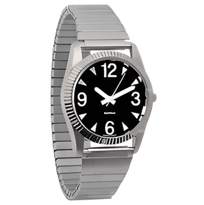 Часы мужские с черным циферблатом на растягивающемся ремешке - fgospostavki.ru - Королёв