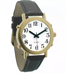 Часы для слабовидящих людей с белым циферблатом на кожаном ремешке - fgospostavki.ru - Королёв