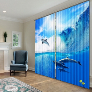 Комплект светонепроницаемых штор "Дельфины" - fgospostavki.ru - Королёв