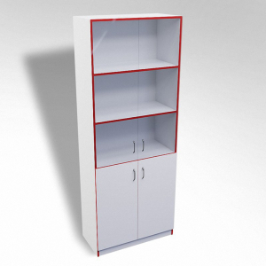 Стеллаж полуоткрытый А-310 ТР со стеклом ЛДСП  - fgospostavki.ru - Королёв