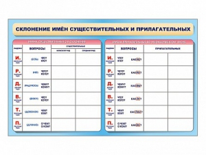 Фрагмент (демонстрационный) маркерный (двухсторонний) "Склонение имен существительных и прилагательных" - fgospostavki.ru - Королёв