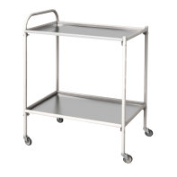 Столик процедурный передвижной с двумя полками металлический из стекла и нержавеющей стали - fgospostavki.ru - Королёв