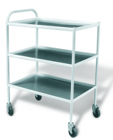 Столик инструментальный передвижной металлический с тремя стеклянными полками (мебельные колеса) - fgospostavki.ru - Королёв