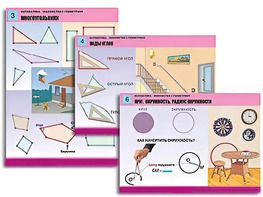 Комплект таблиц "Математика. Знакомство с геометрией" (6 таблиц, формат А1, ламинированные) - fgospostavki.ru - Королёв
