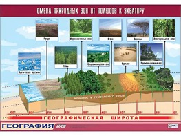 Таблица демонстрационная "Смена природных зон от полюсов к экватору" (винил 70*100) - fgospostavki.ru - Королёв