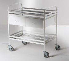 Столик манипуляционный передвижной металлический с бортиками, с двумя полками и двумя выдвижными ящиками - fgospostavki.ru - Королёв